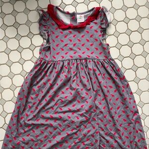 Stitchy Fish Girls Grey Dress with Red Animal Print, Size 10